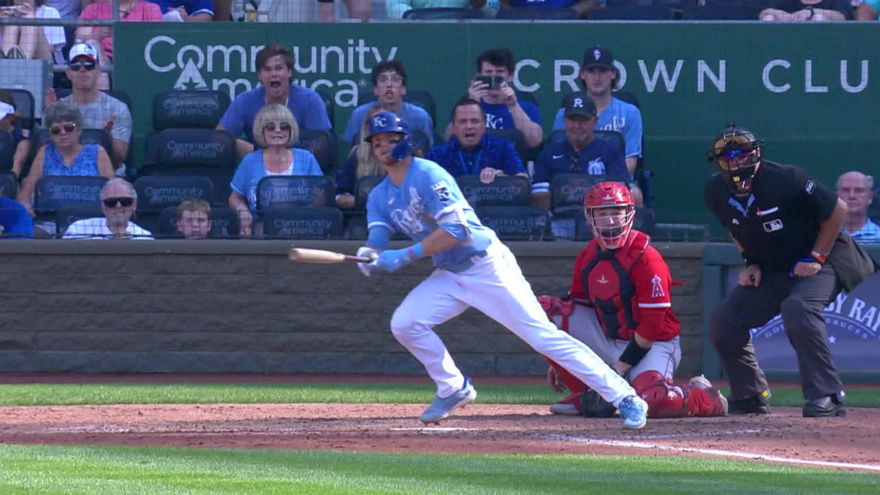 Kansas City Royals fans react to Bobby Witt Jr. running into the outfield  to retrieve Samad Taylor's first career hit For the love of the game