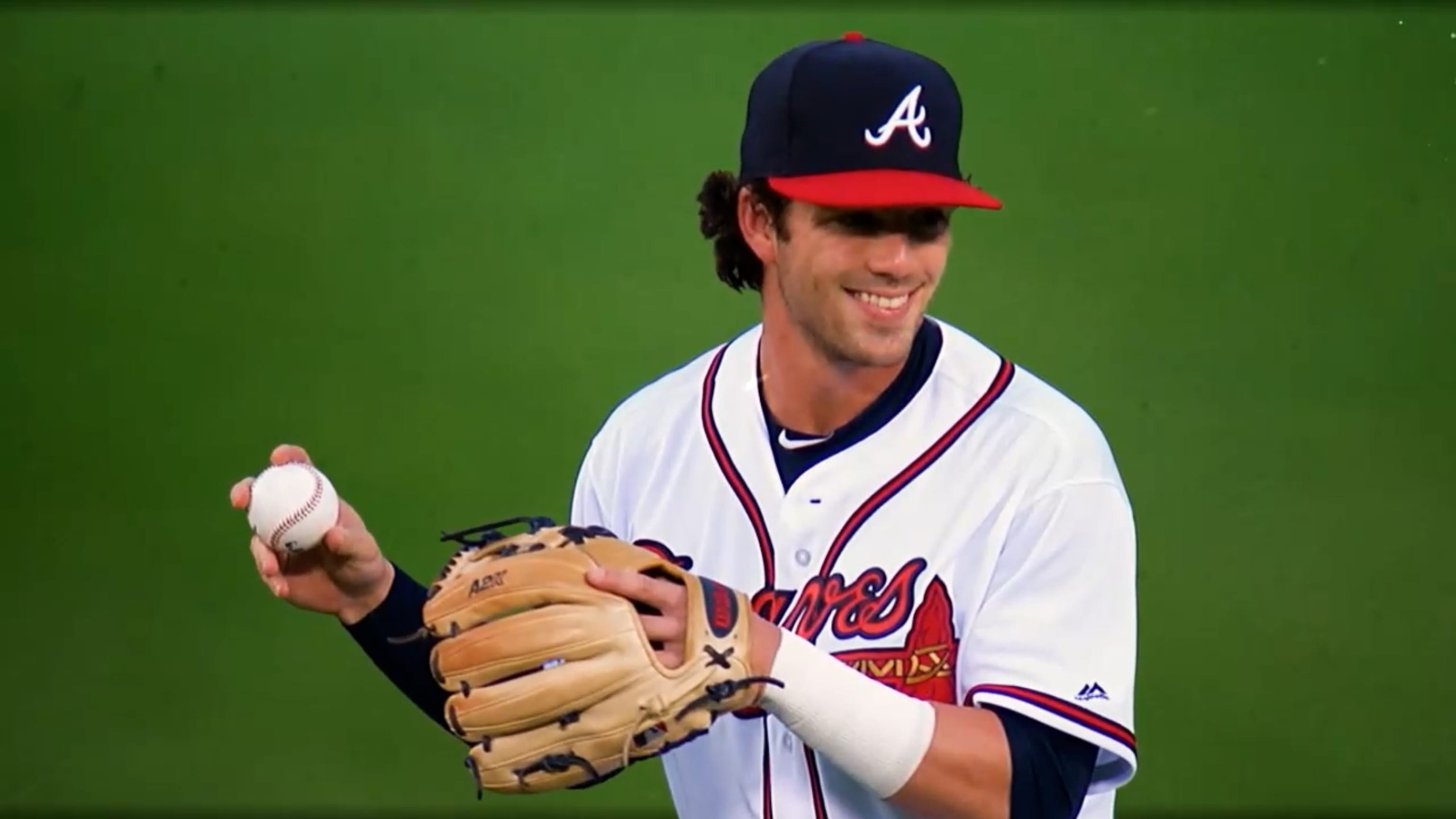 Atlanta Braves Shortstop Dansby Swanson looks on during the game