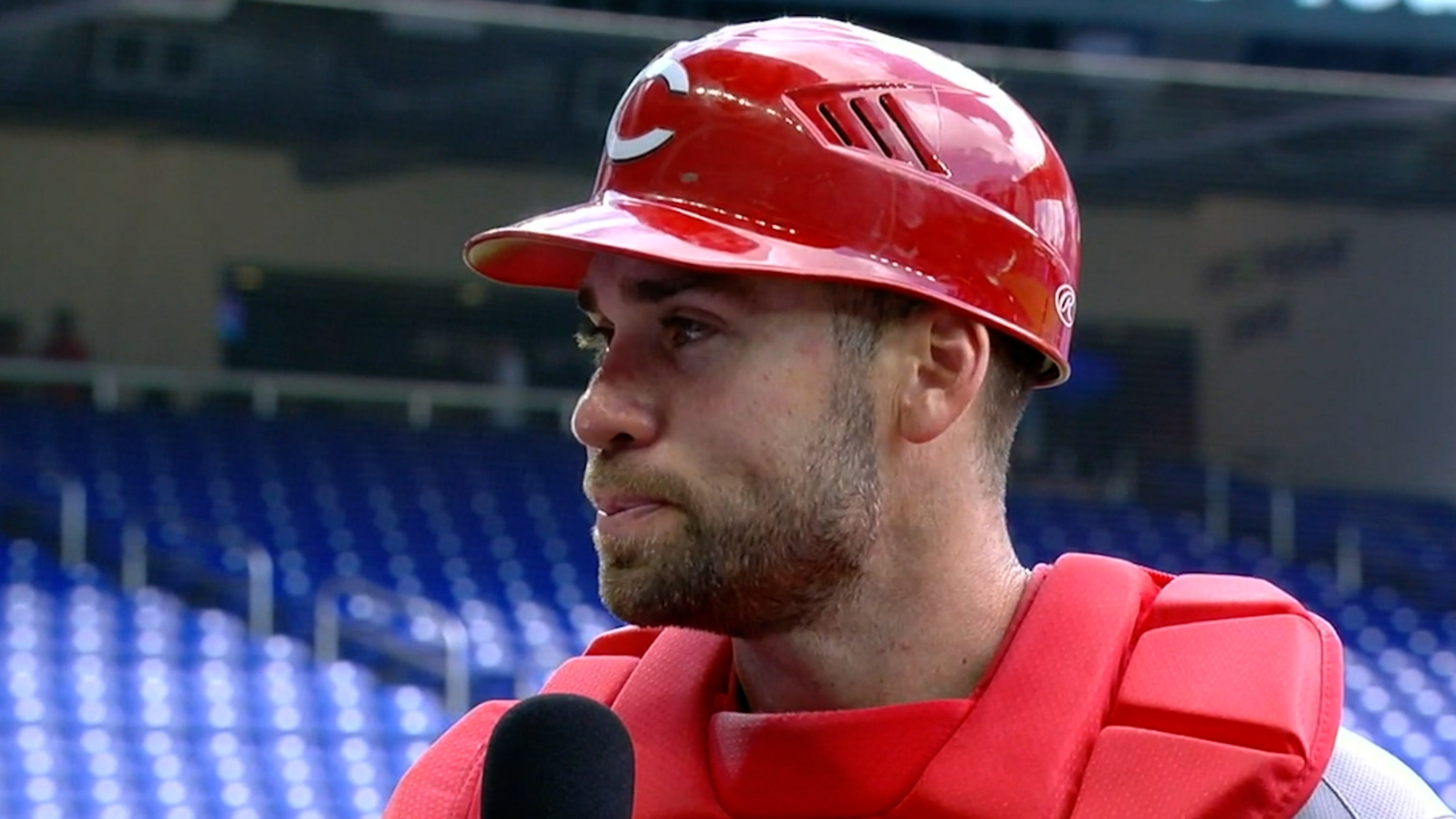 Austin Wynns on his approach, making Reds history