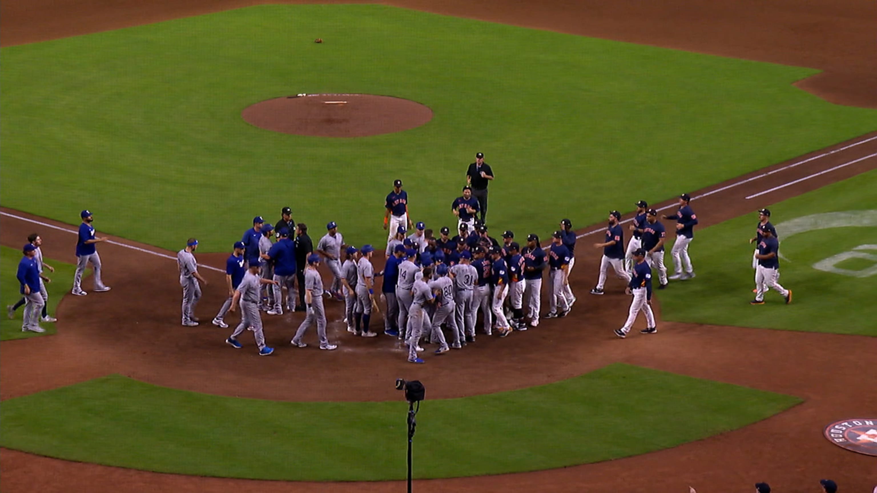 Benches clear between Astros and Rangers after Adolis García is drilled by  a Bryan Abreu pitch