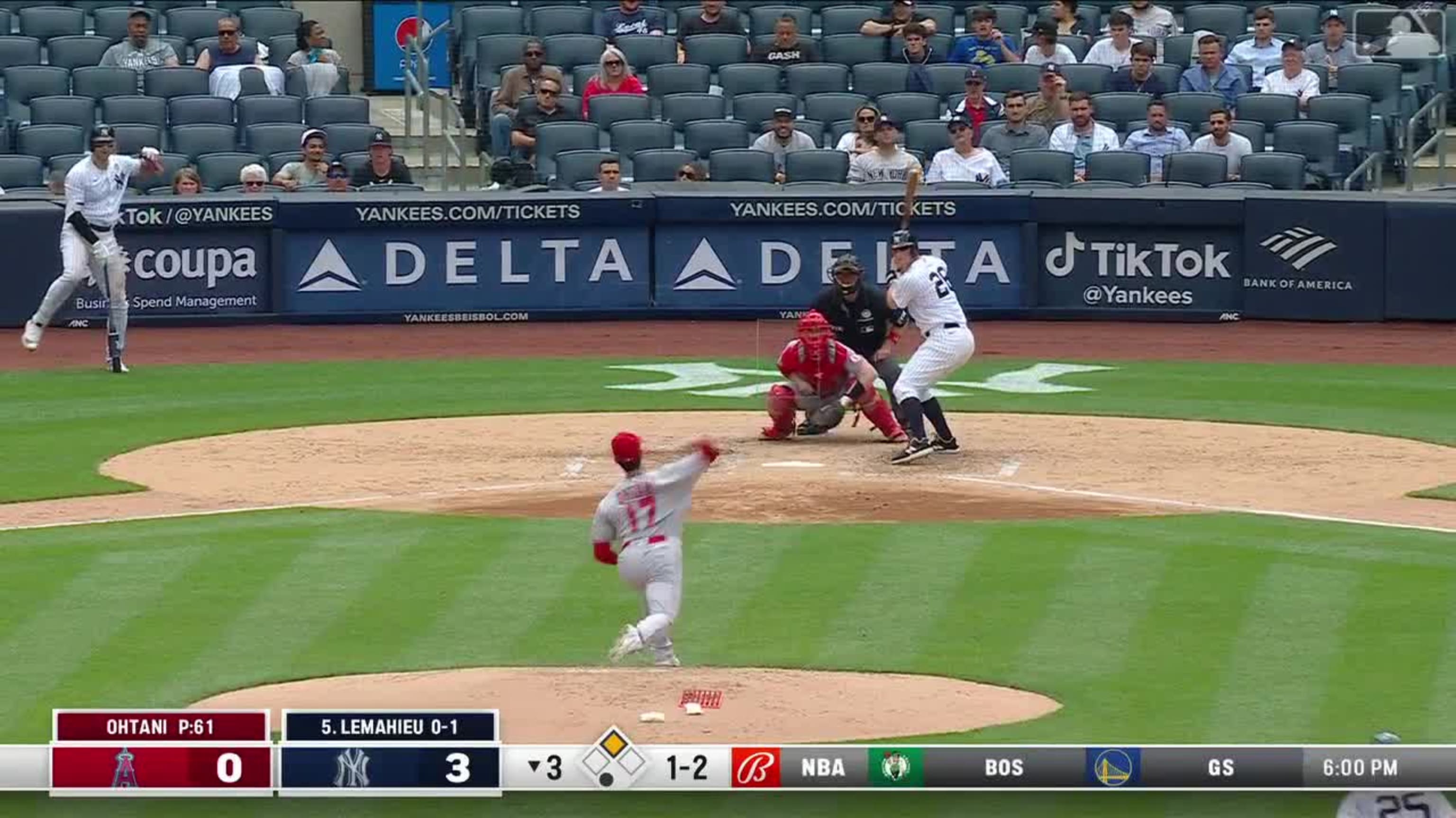 Shohei Ohtani strikes out LeMahieu