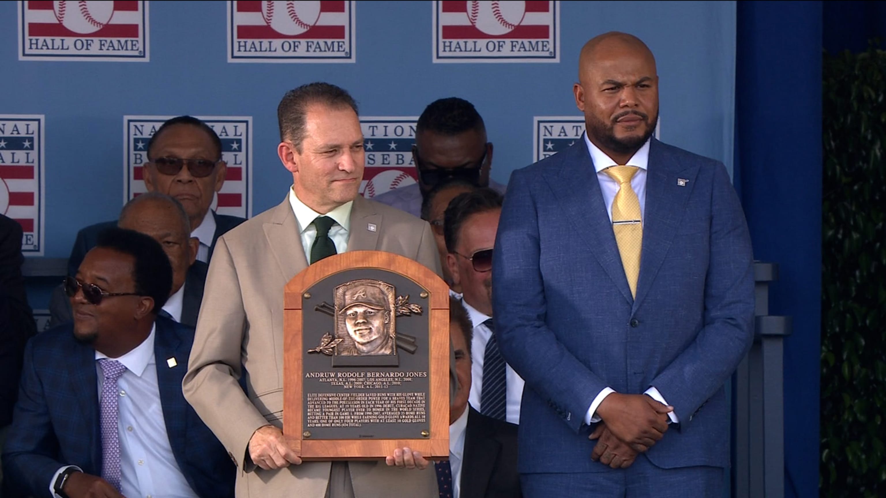 Andruw Jones has his HOF plaque read to the crowd