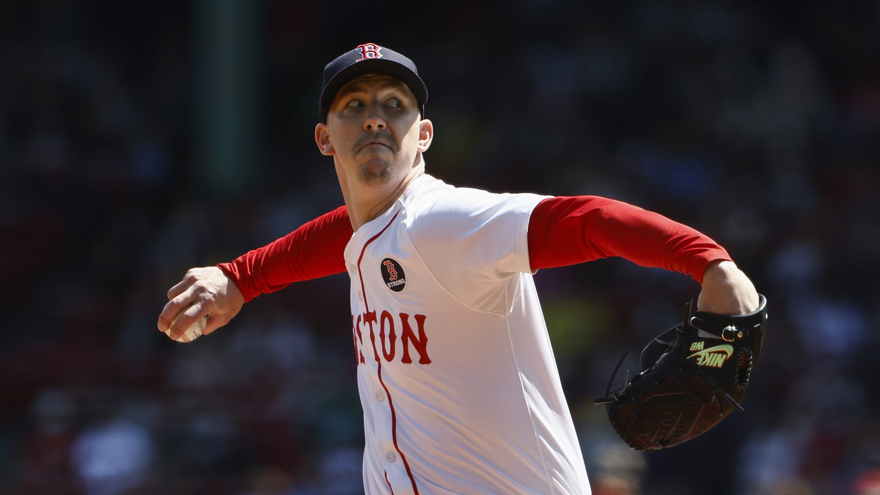 Walker Buehler strikes out nine on Patriots' Day