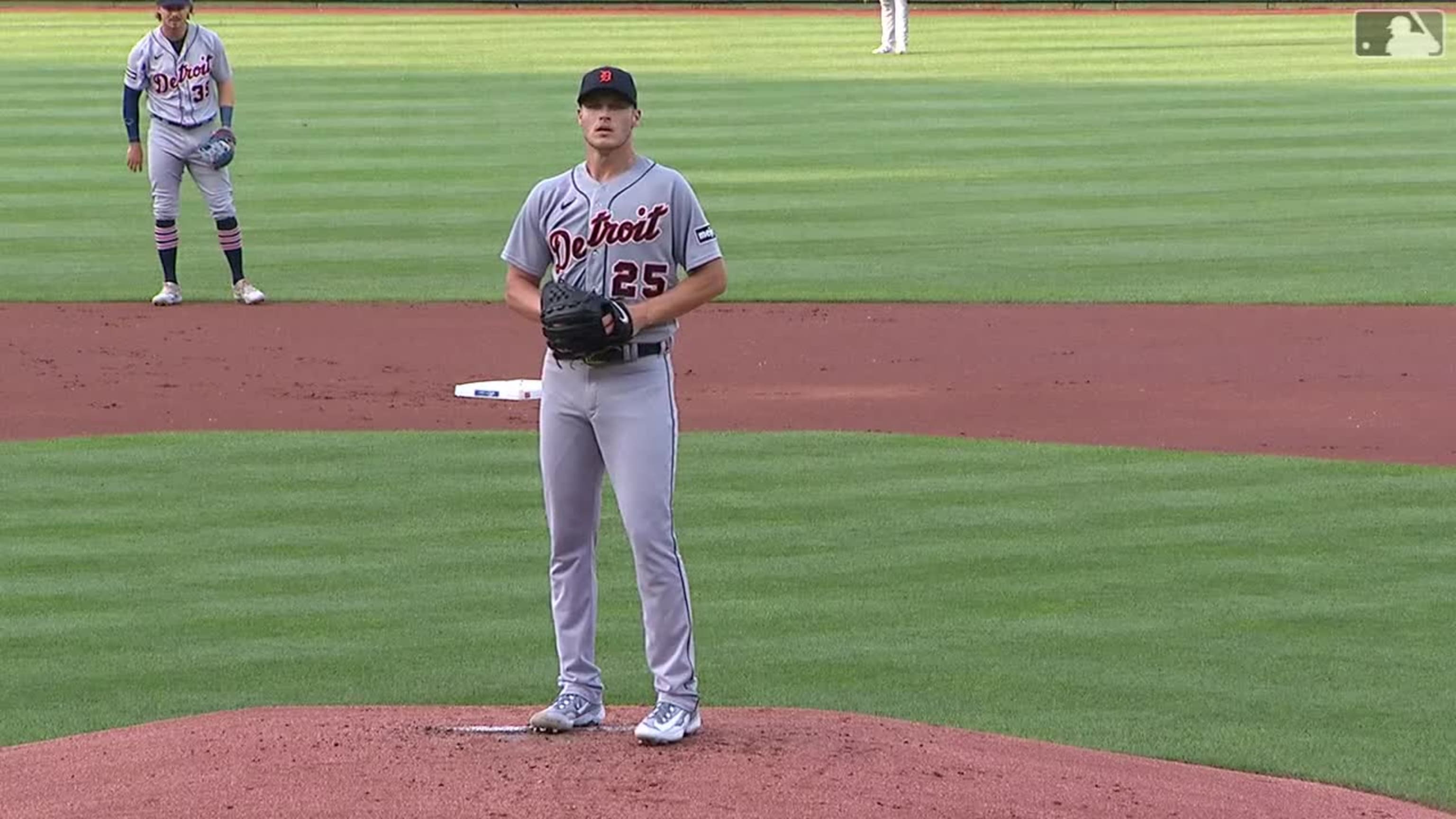 Detroit Tigers right fielder Matt Vierling stands on third base