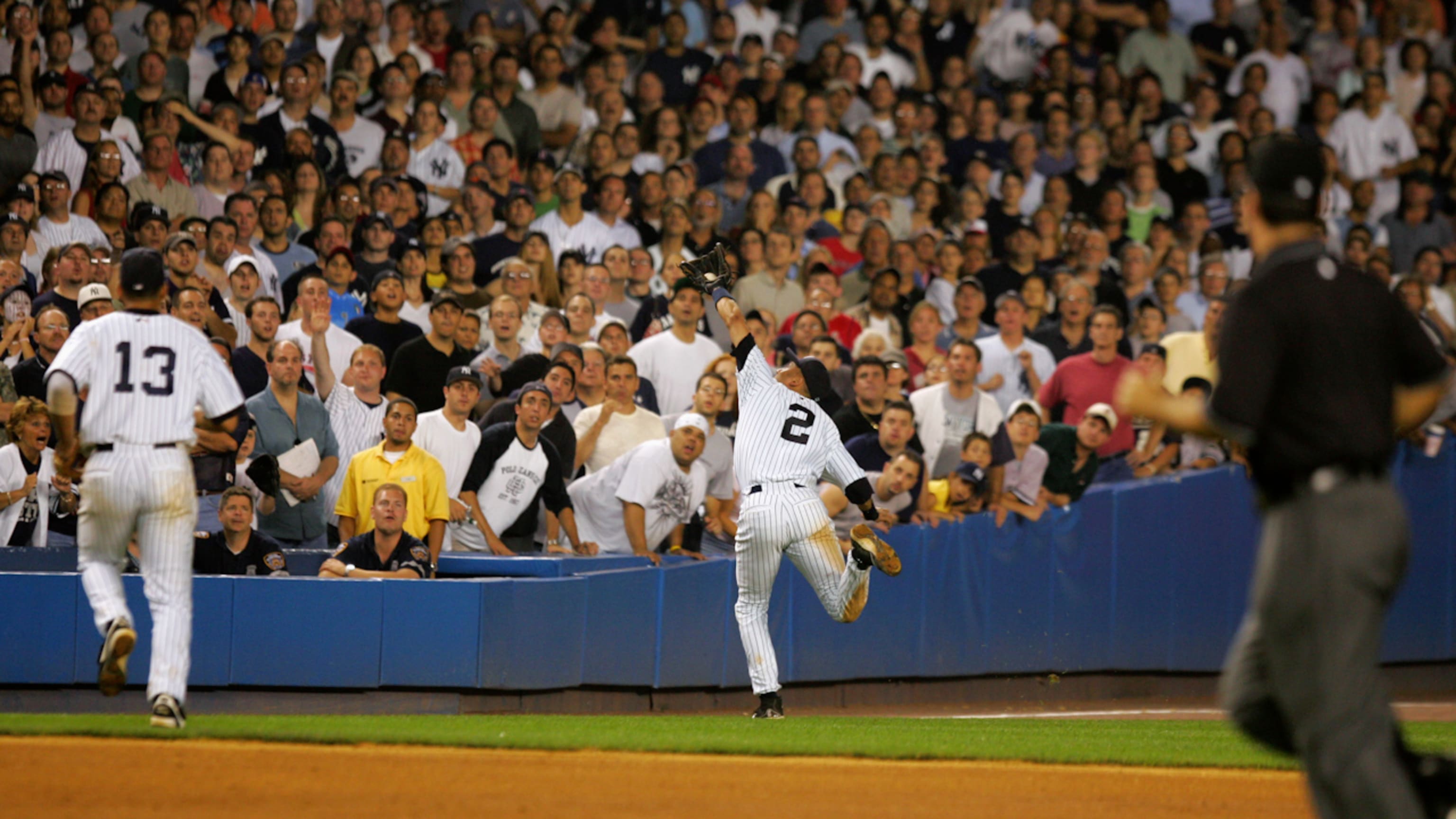 Jeter goes into the stands