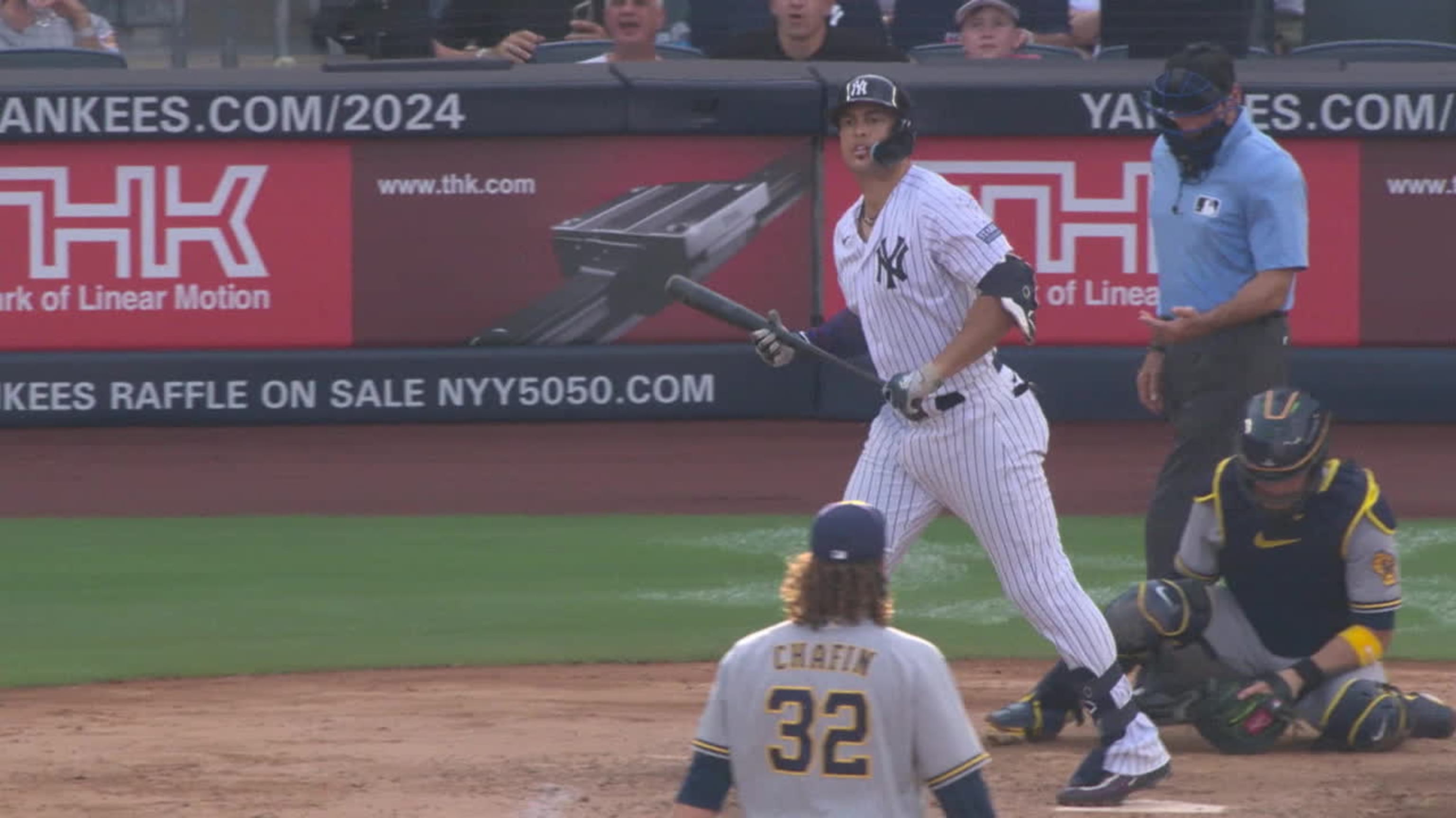 New York Yankees' Kyle Higashioka at bat in the fifth inning of a