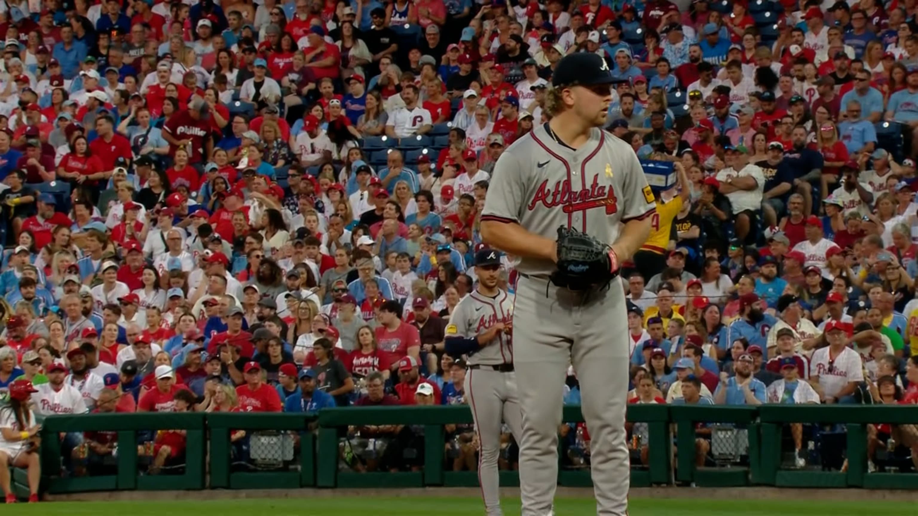 Spencer Schwellenbach strikes out Trea Turner