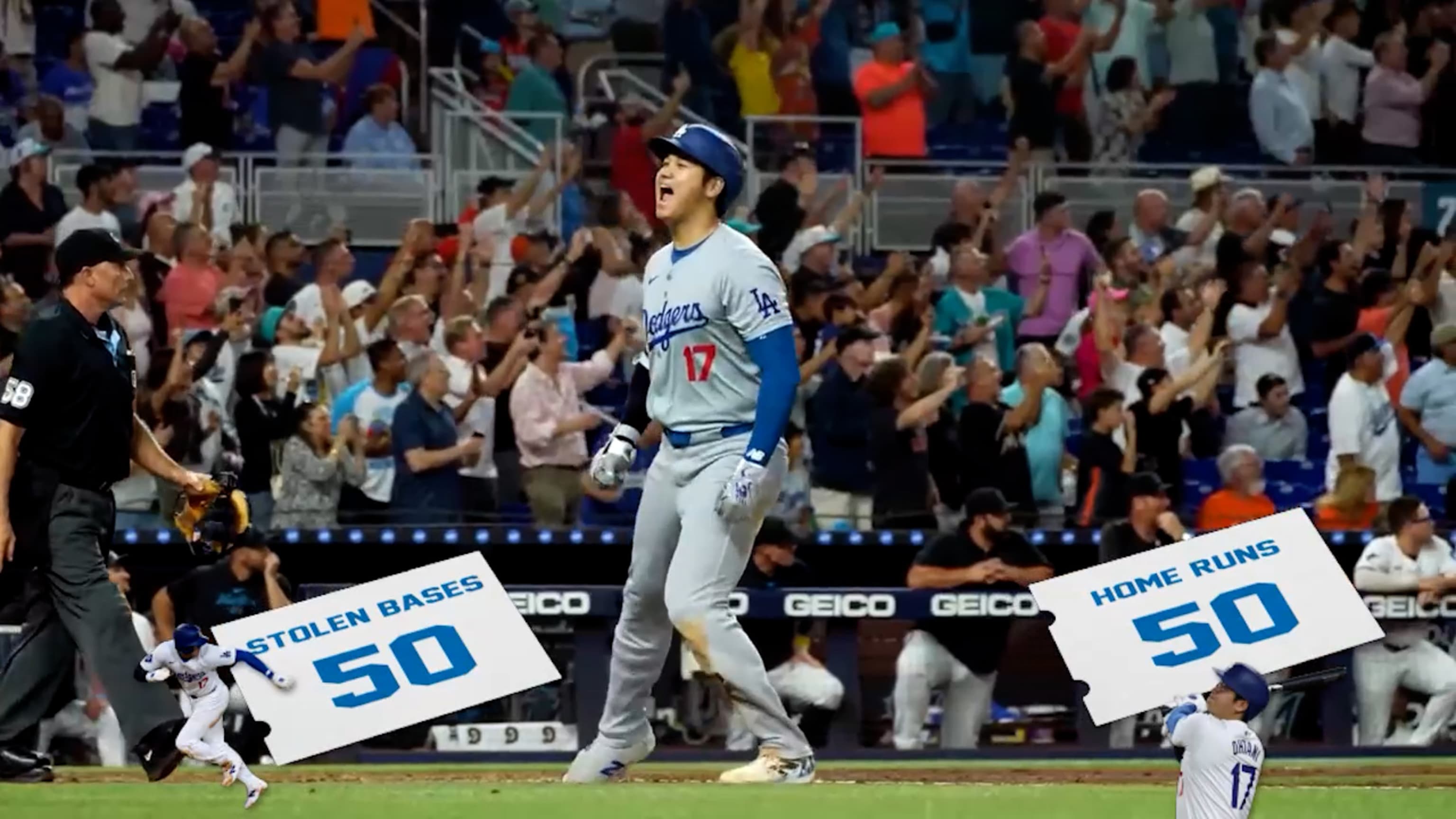 Ohtani's 50 homers and 50 stolen bases in 50 seconds
