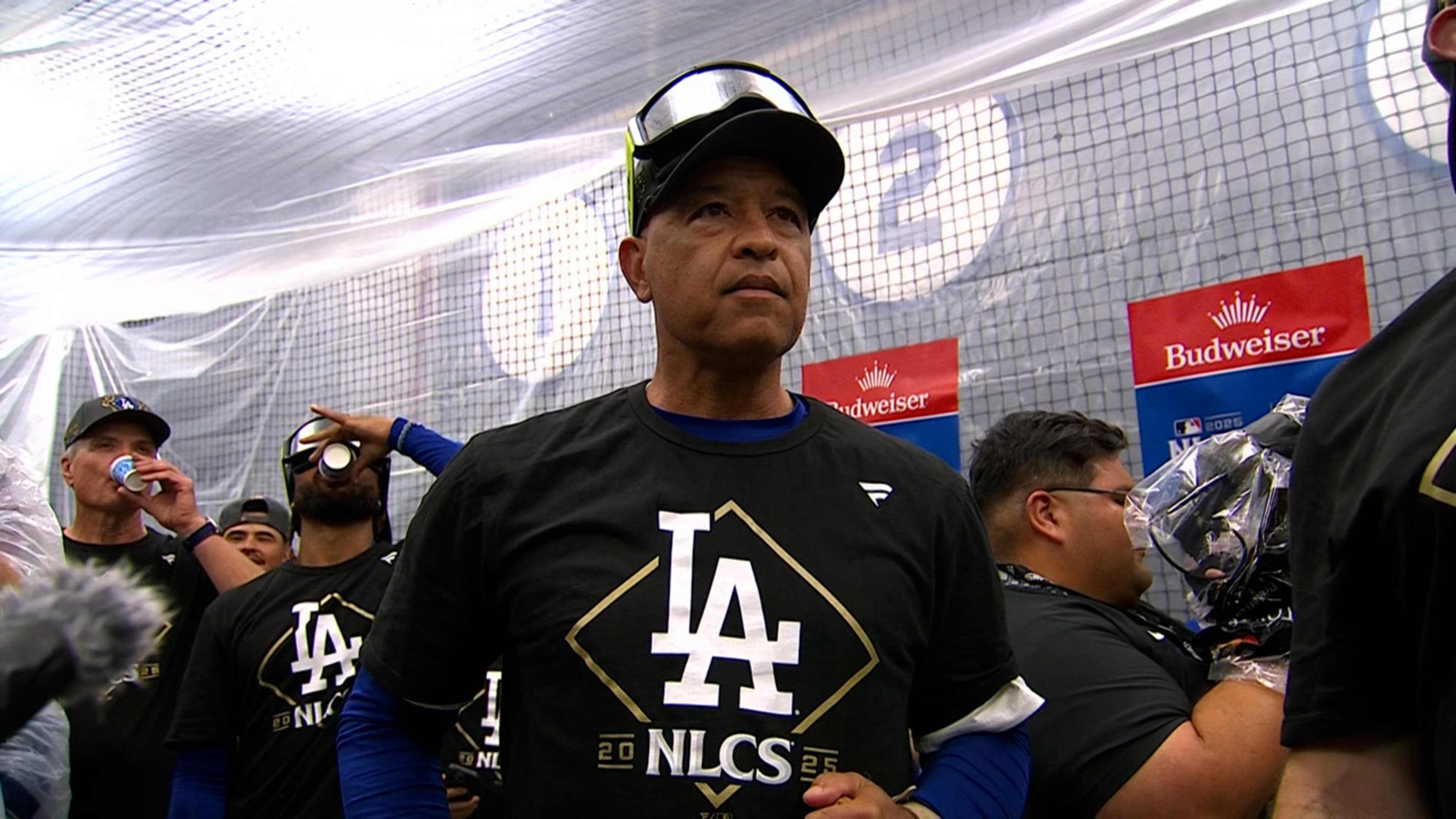 Dave Roberts' clubhouse speech after Dodgers win NLDS