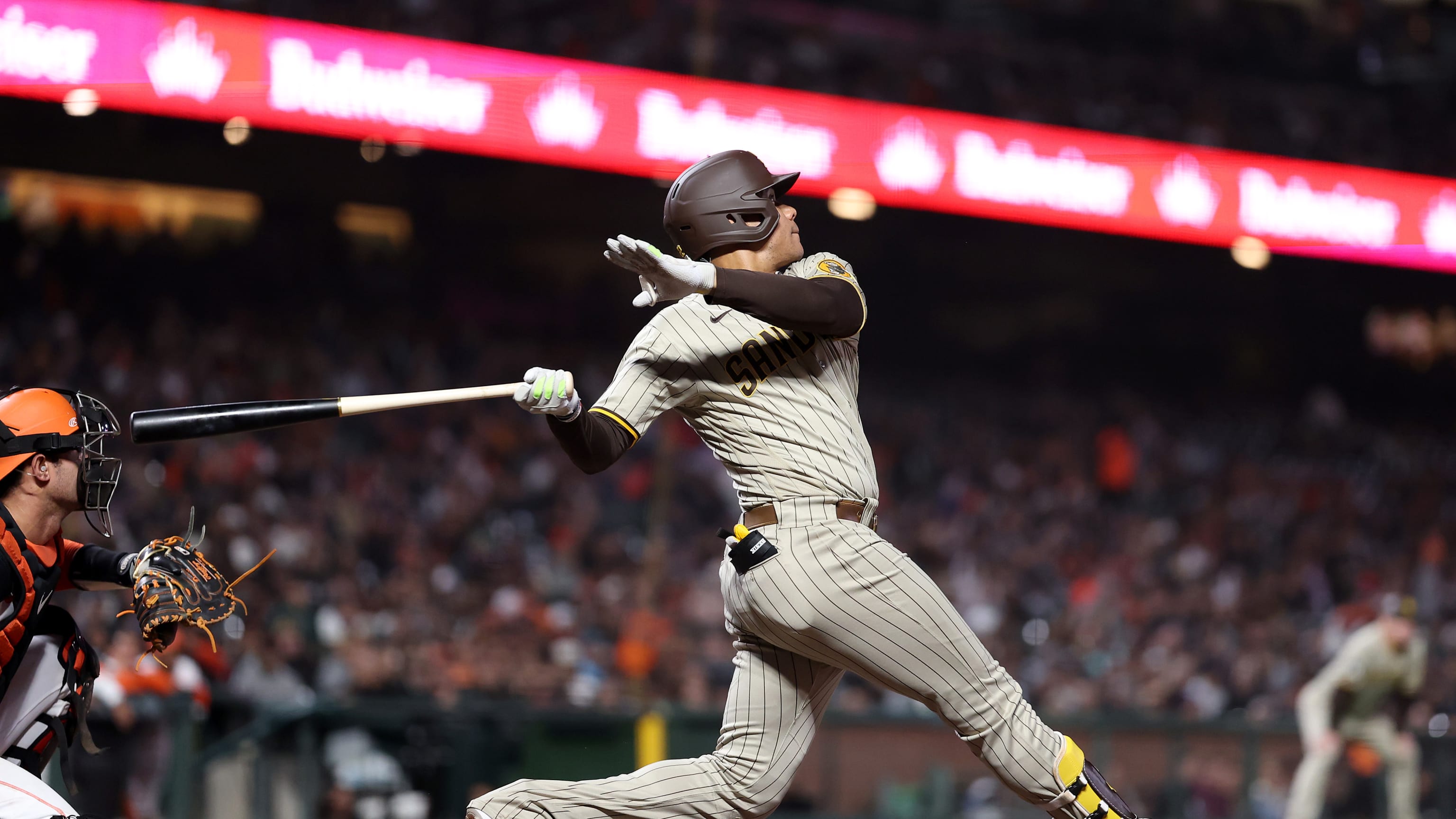 Padres calendar handed out at Dodgers game features Juan Soto with fish at  Petco