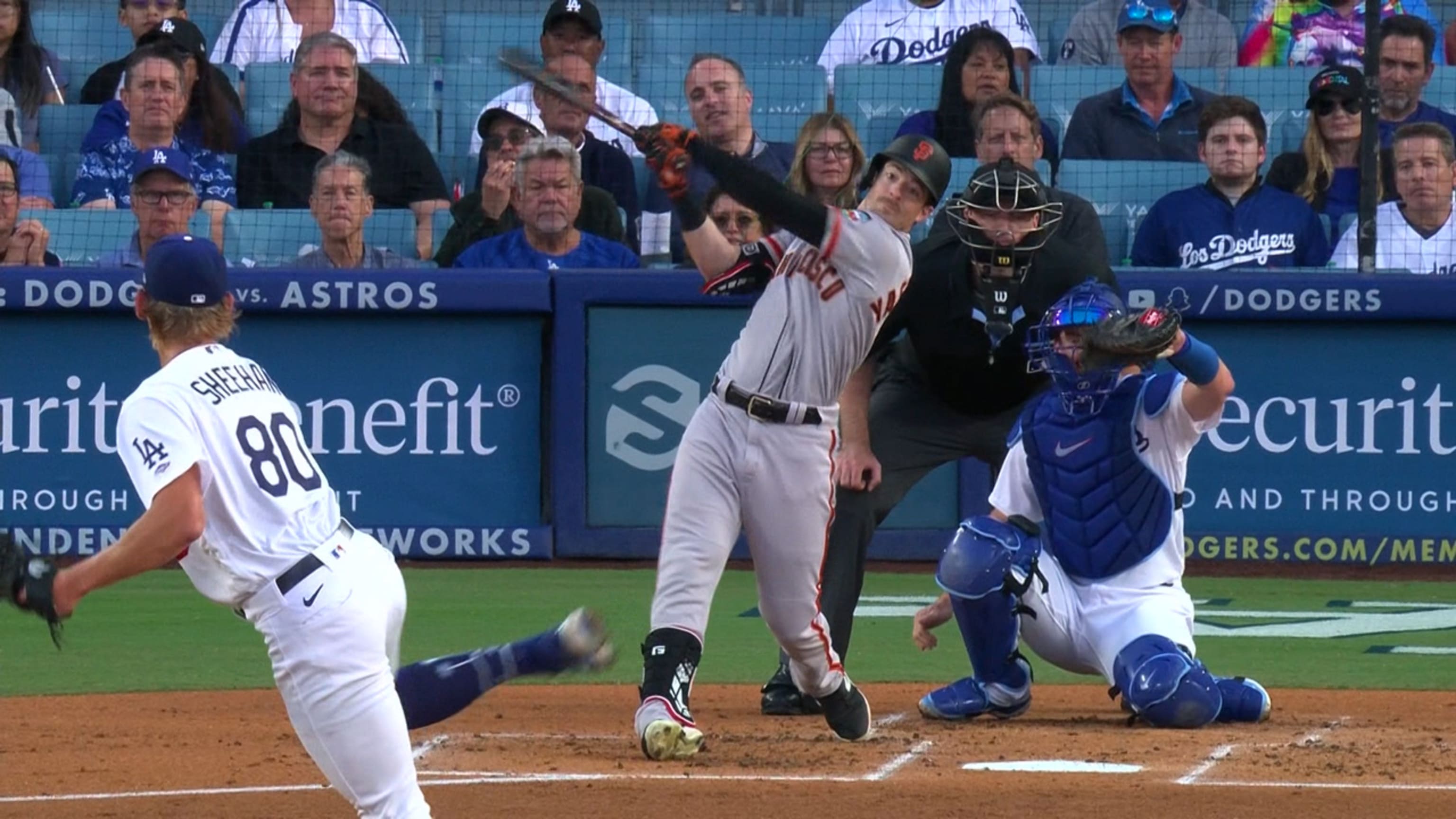 Giants rally for 7-5 win over Dodgers after getting no-hit for 6 innings by  LA rookie Emmet Sheehan