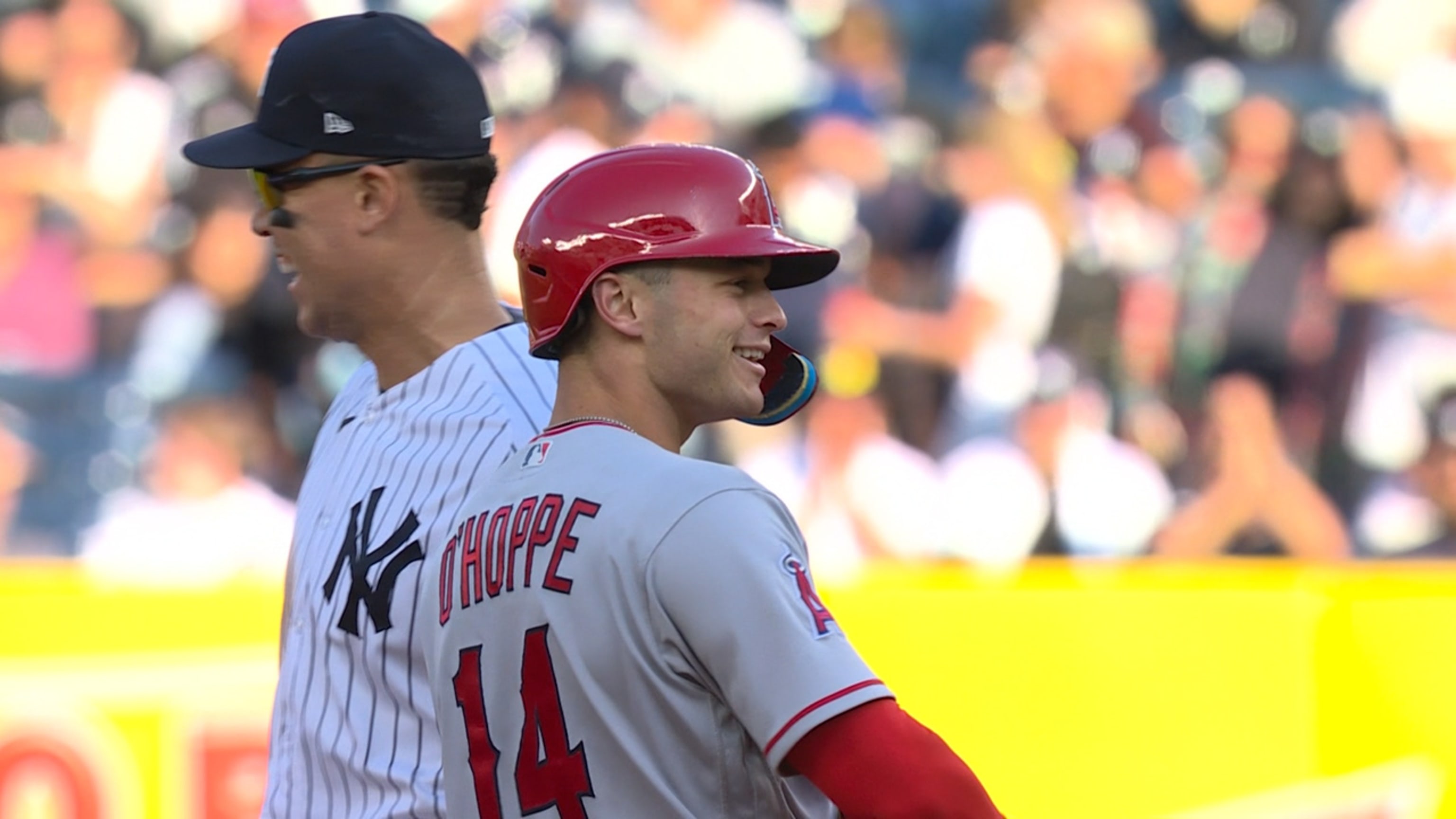 Logan O'Hoppe injures left shoulder in loss to Yankees