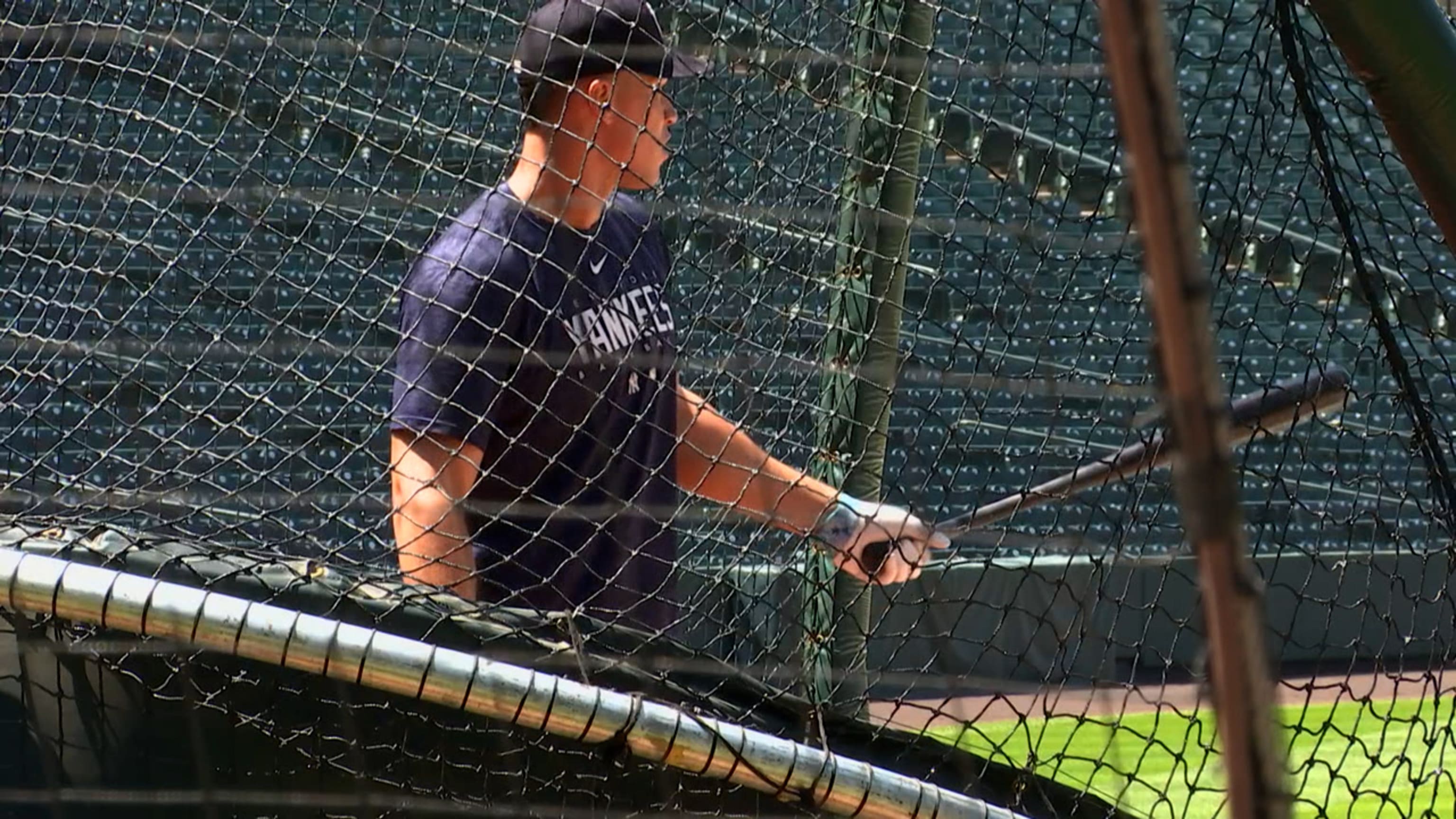 Aaron Judge takes batting practice at Yankee Stadium
