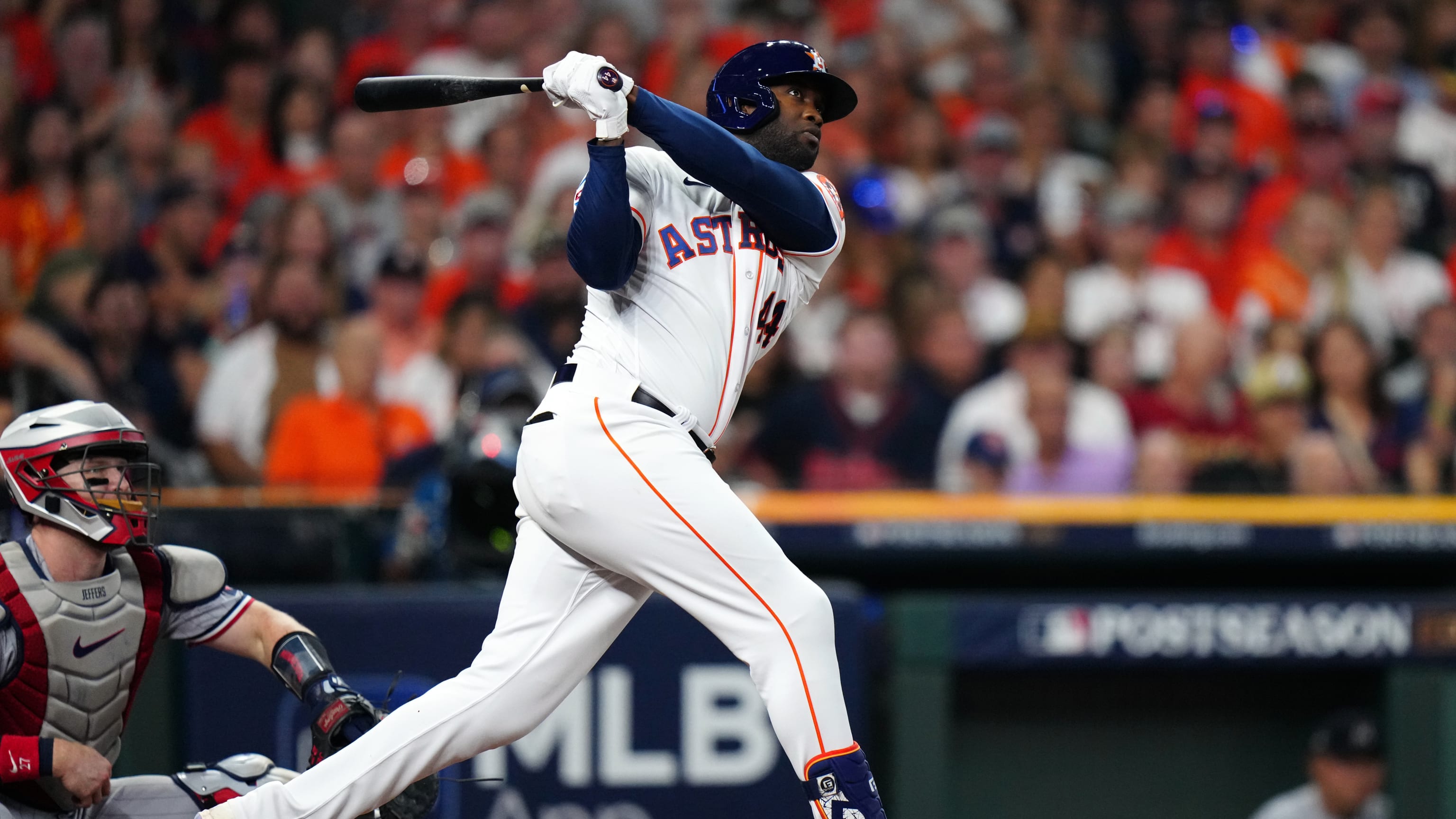 Houston Astros outfielder Yordan Alvarez (72) swings during the