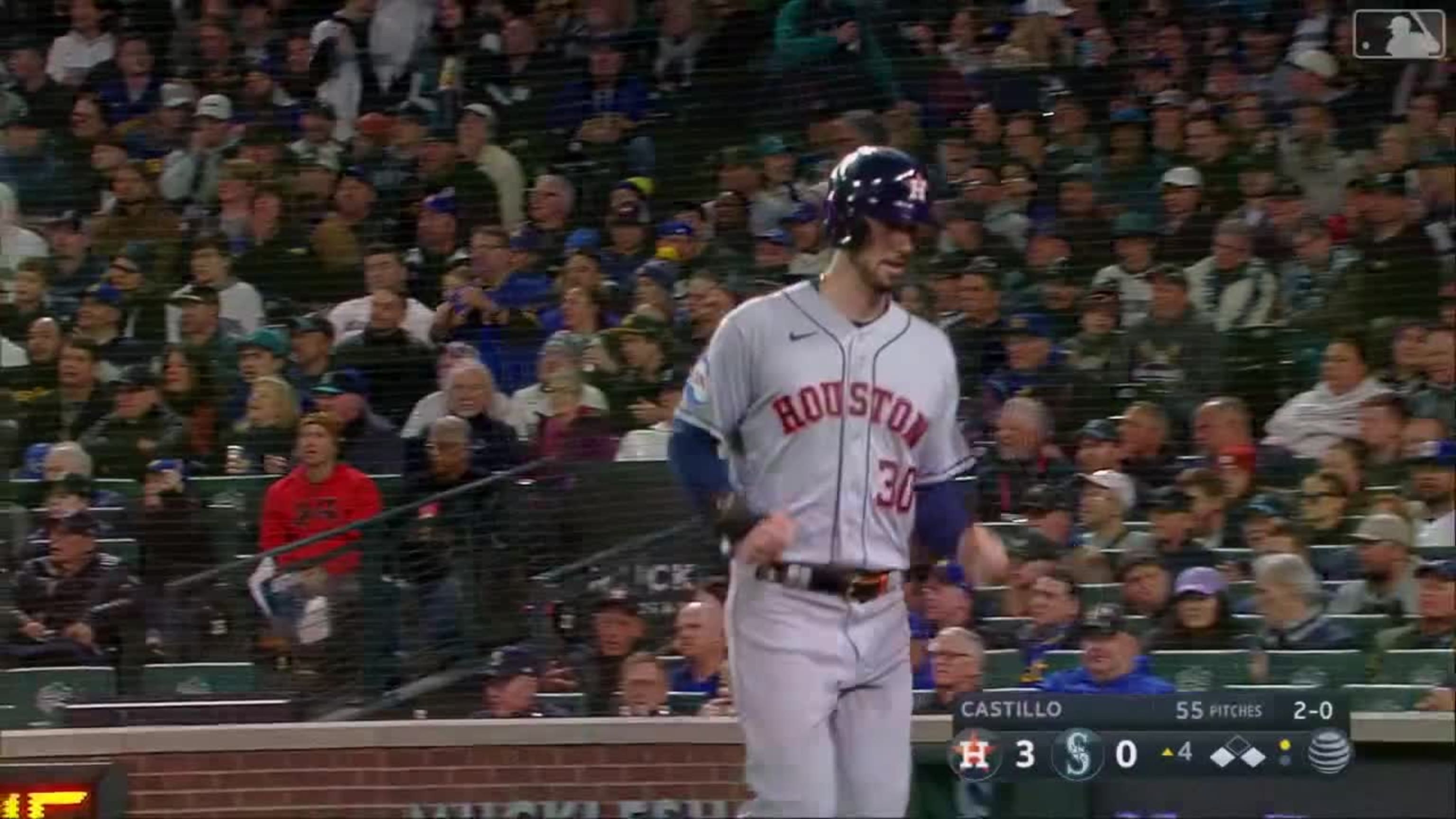 Houston Astros right fielder Kyle Tucker (30) batting in the