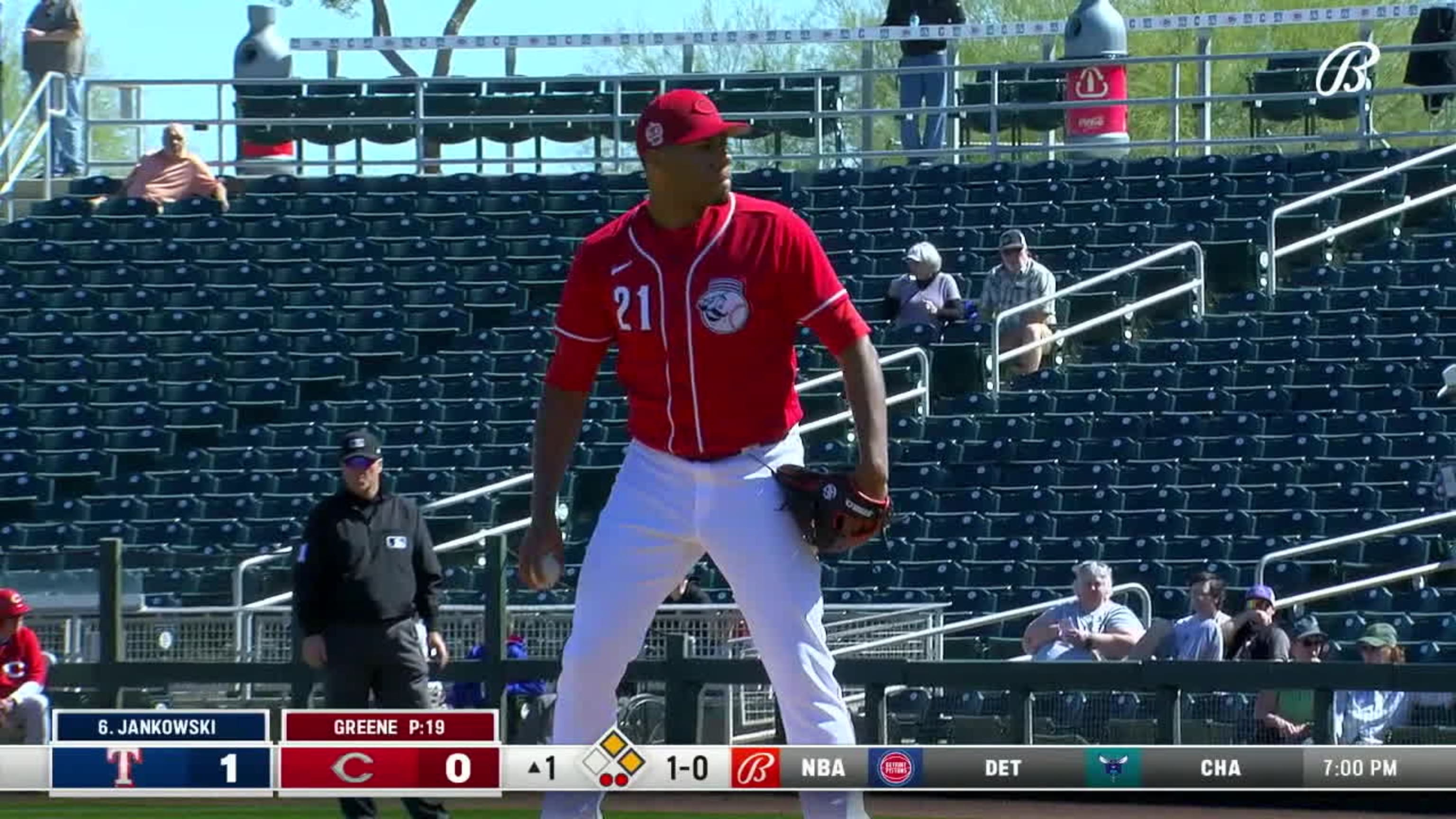 Hunter Greene strikes out two in spring debut