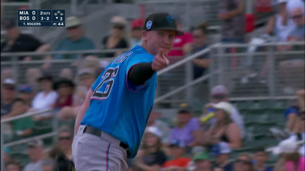 Miami Marlins' Garrett Cooper bats during a spring training