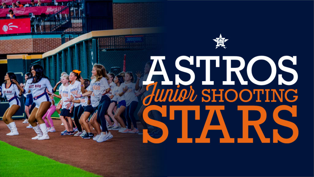 Houston, TX, USA. 18th June, 2018. A member of the Astros Shooting Stars  performs during a Major League Baseball game between the Houston Astros and  the Tampa Bay Rays at Minute Maid