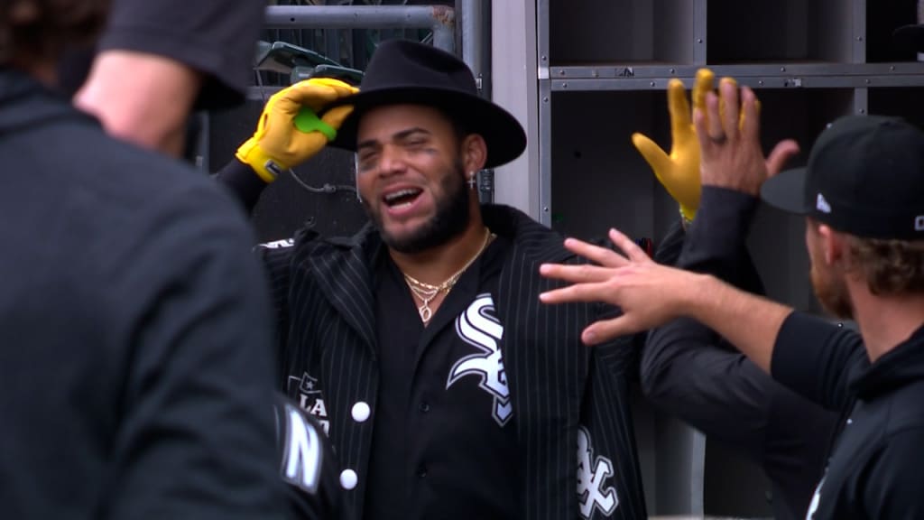 Chicago White Sox third baseman Yoan Moncada (10) swings at the pitch in an  MLB baseball game against the Colorado Rockies, Sunday, Aug. 20, 2023. The  White Sox defeated the Rockies 10-5