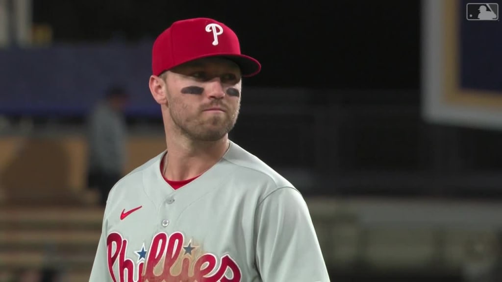 Kody Clemens of the Philadelphia Phillies reacts in front of J.P.