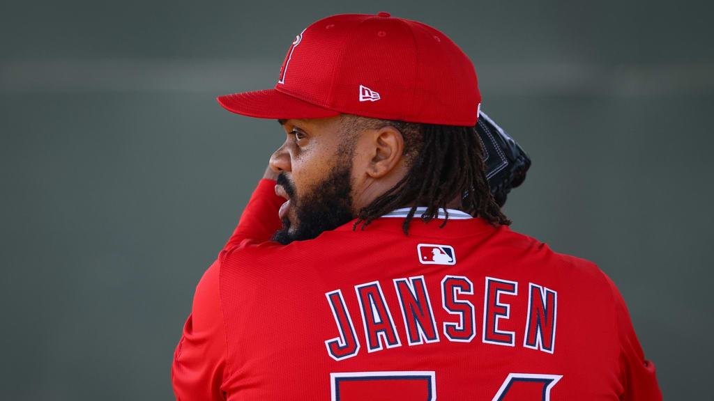 Kenley Jansen throws at Angels' Spring Training