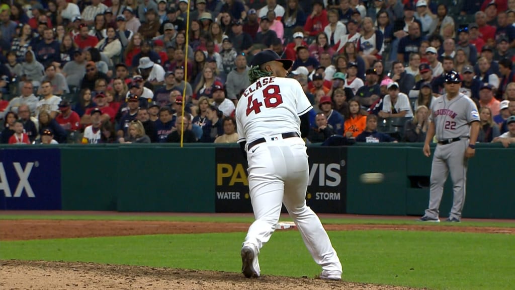 Emmanuel Clase hit by line drive