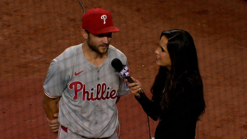 Trea Turner reacts to the Phillies' big win
