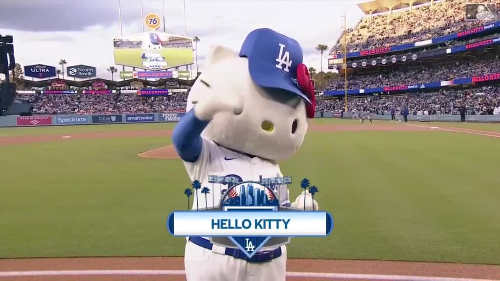 Hello Kitty throws out first pitch | 04/13/2026 | Los Angeles Dodgers