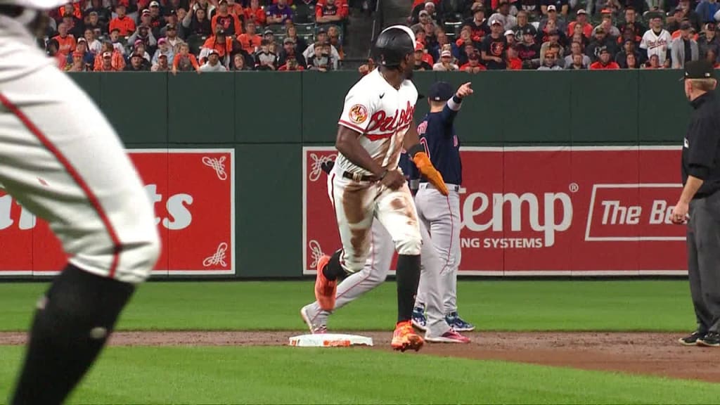 Jorge Mateo of the Baltimore Orioles bats against the Boston Red Sox