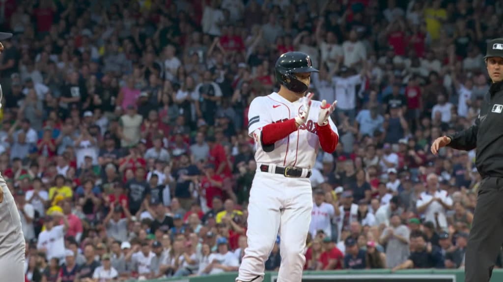 Masataka Yoshida of the Boston Red Sox bats against the Kansas