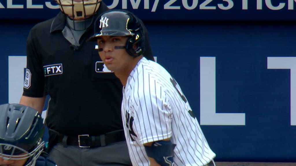 New York Yankees' Oswald Peraza hits first career homer