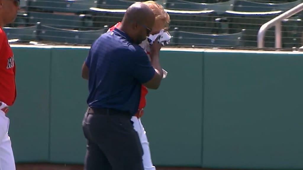 Justin Turner of Red Sox hit in the face by pitch, Red Sox