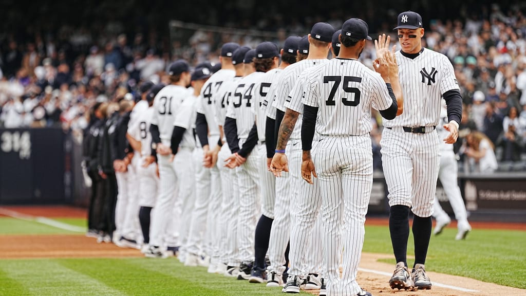 The Yankees lineup is announced during home opener