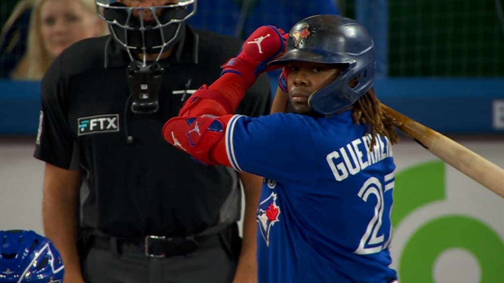 Vladimir Guerrero Jr. 27 Toronto Blue Jays baseball player action