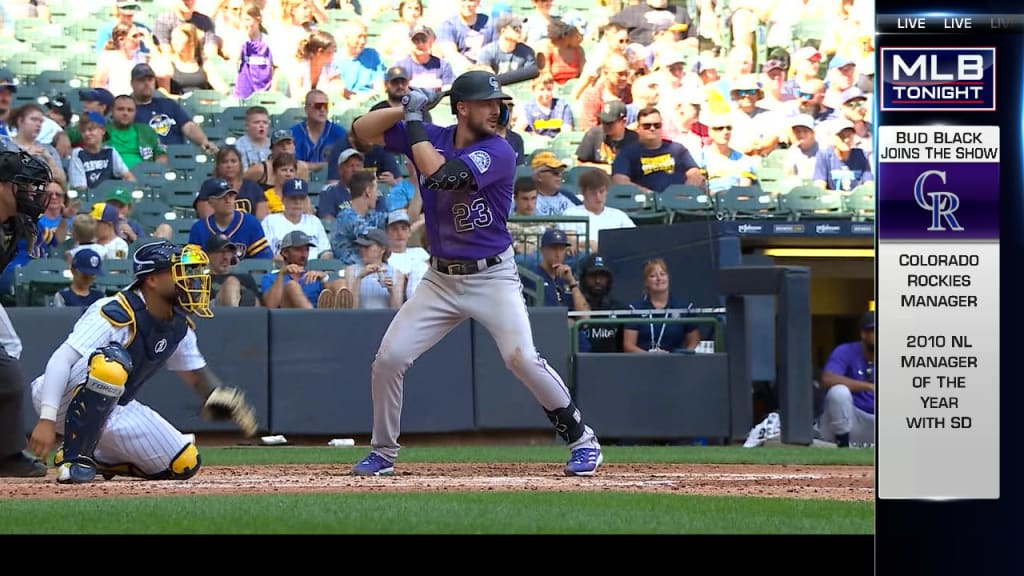 Photo: Colorado Rockies Manager Bud Black And Mascot Dinger