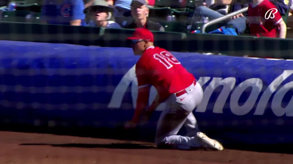 Los Angeles Angels' Jake Lamb follows through in a baseball game