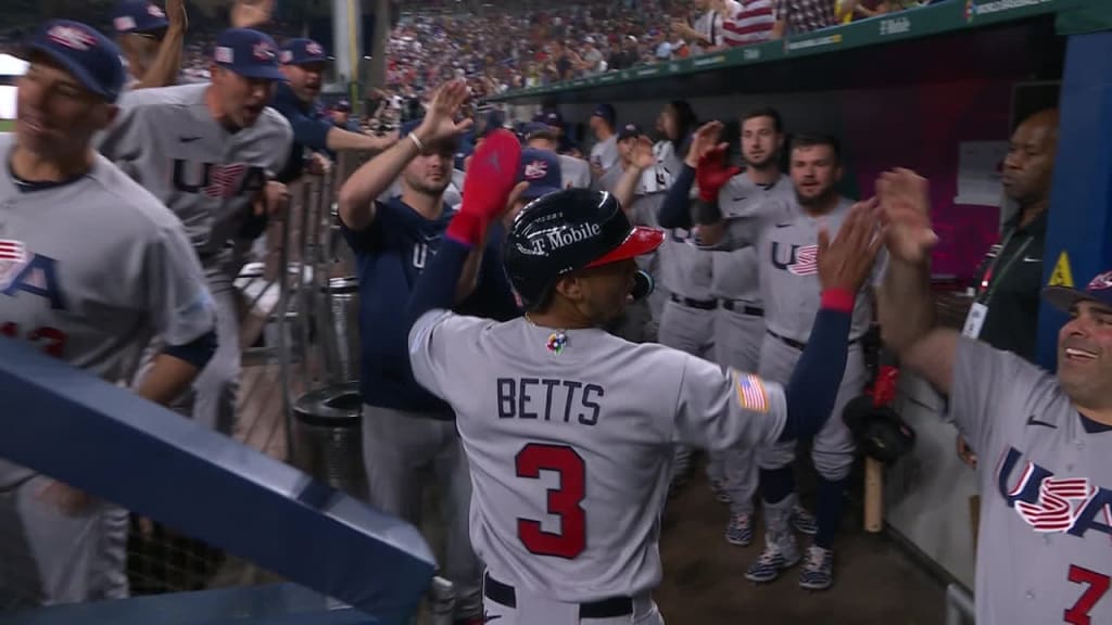 Trout singles Mookie scores
