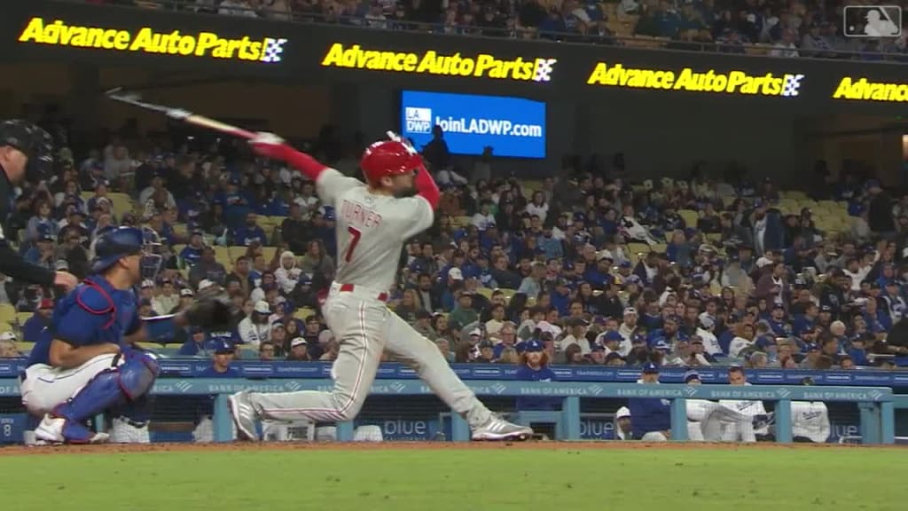 Trea Turner of the Philadelphia Phillies bats in the fourth inning in  2023