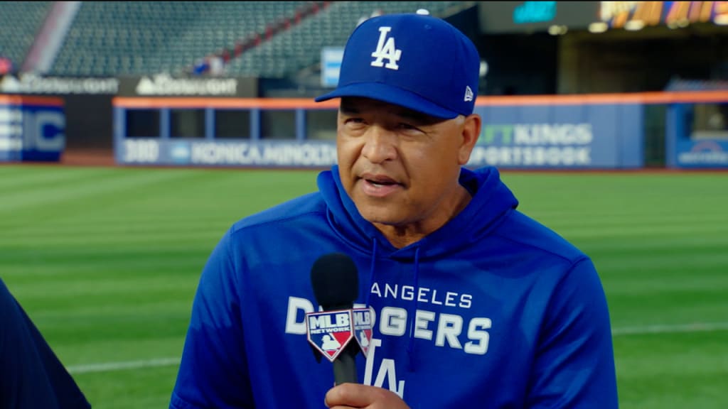 Los Angeles Dodgers manager Dave Roberts reacts as Kansas City