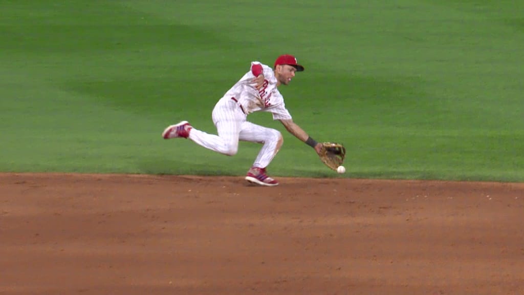 Infielder Trea Turner of the Los Angeles Dodgers throws a ball into