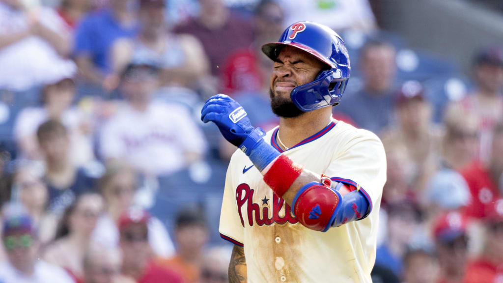 Edmundo Sosa exits game early with an elbow injury