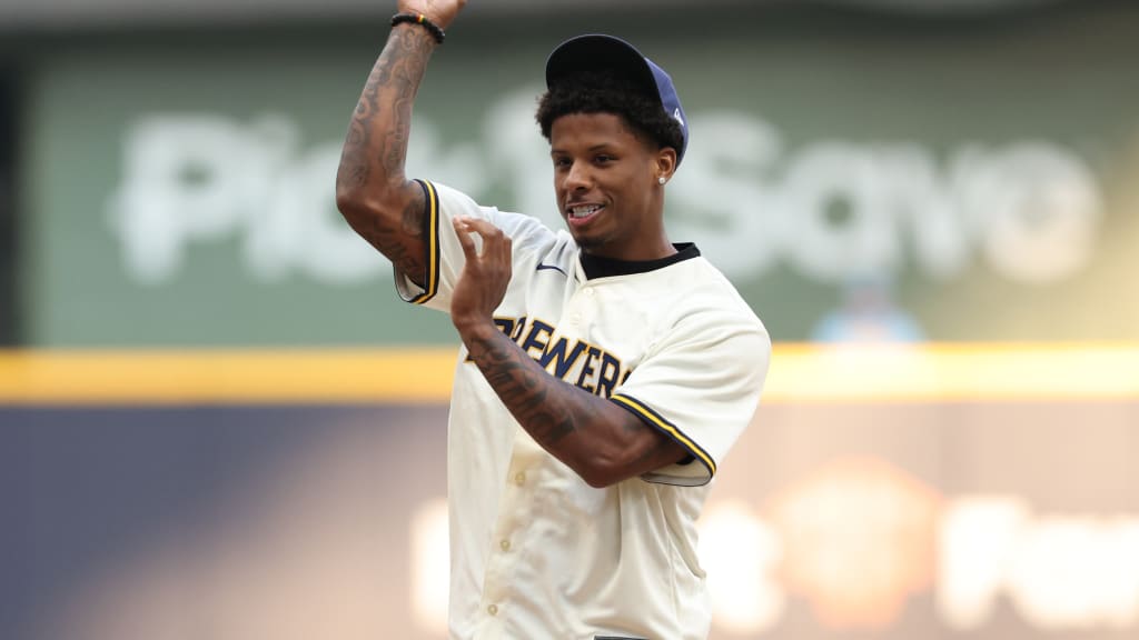 Matthew Golden throws out the first pitch