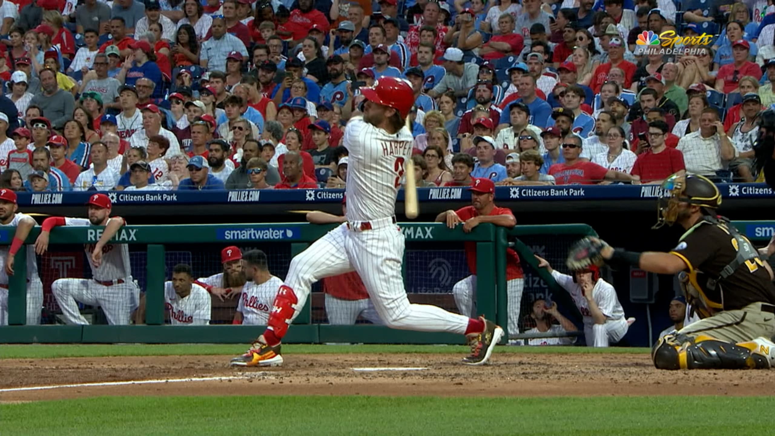 WATCH: Phillies' Bryce Harper ends career-worst 37-game home run drought  vs. Padres 