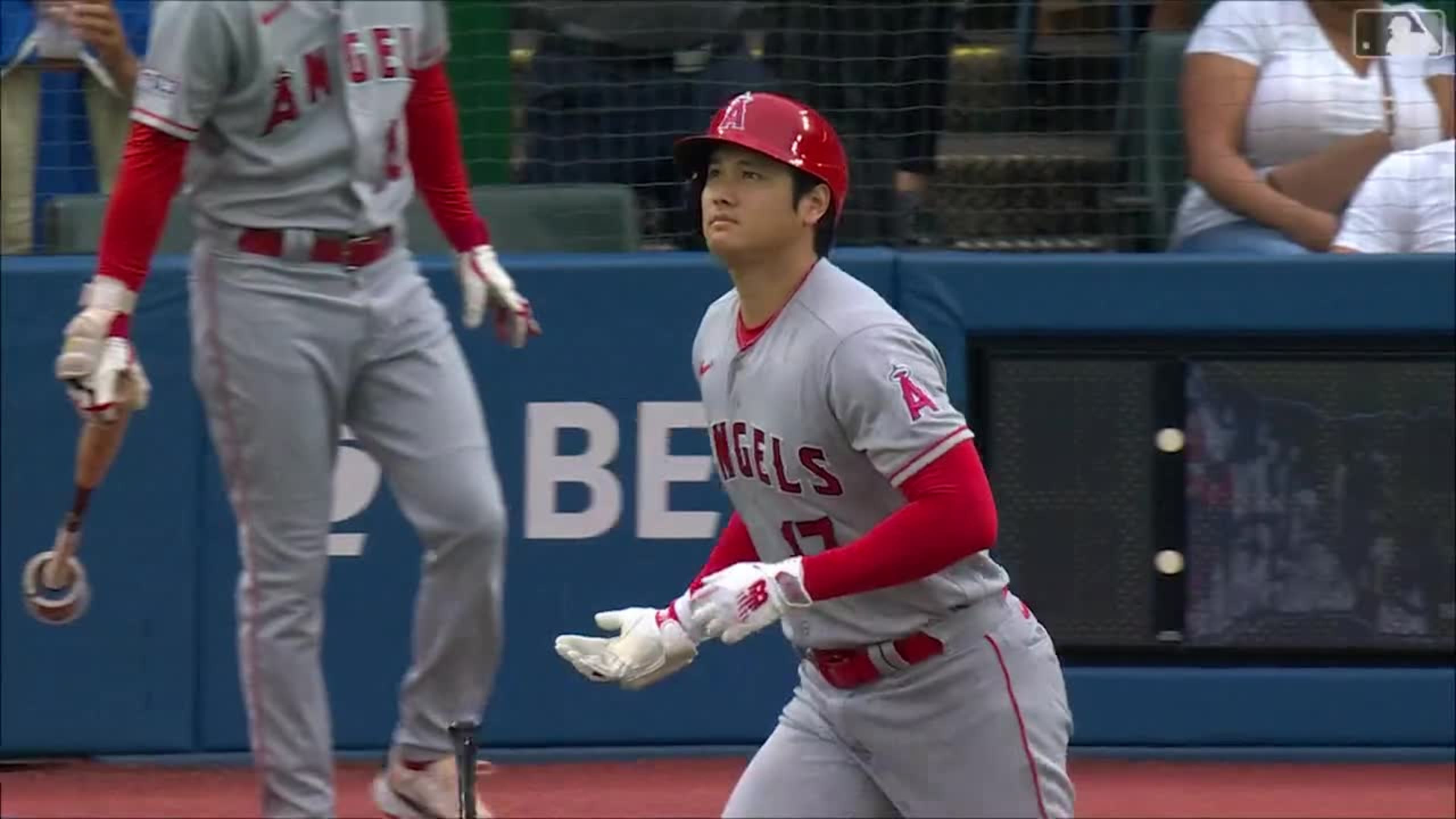 Los Angeles Angels pinch hitter Shohei Ohtani wears a jersey with