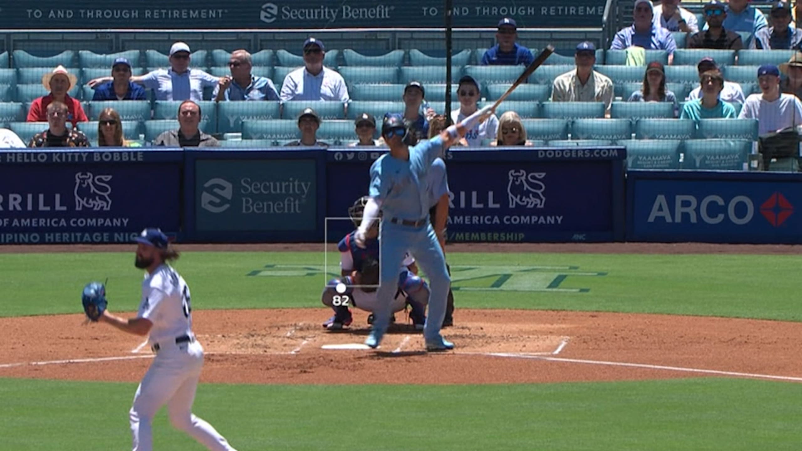 Cute4: Hello Kitty throws out the first pitch at Dodger Stadium