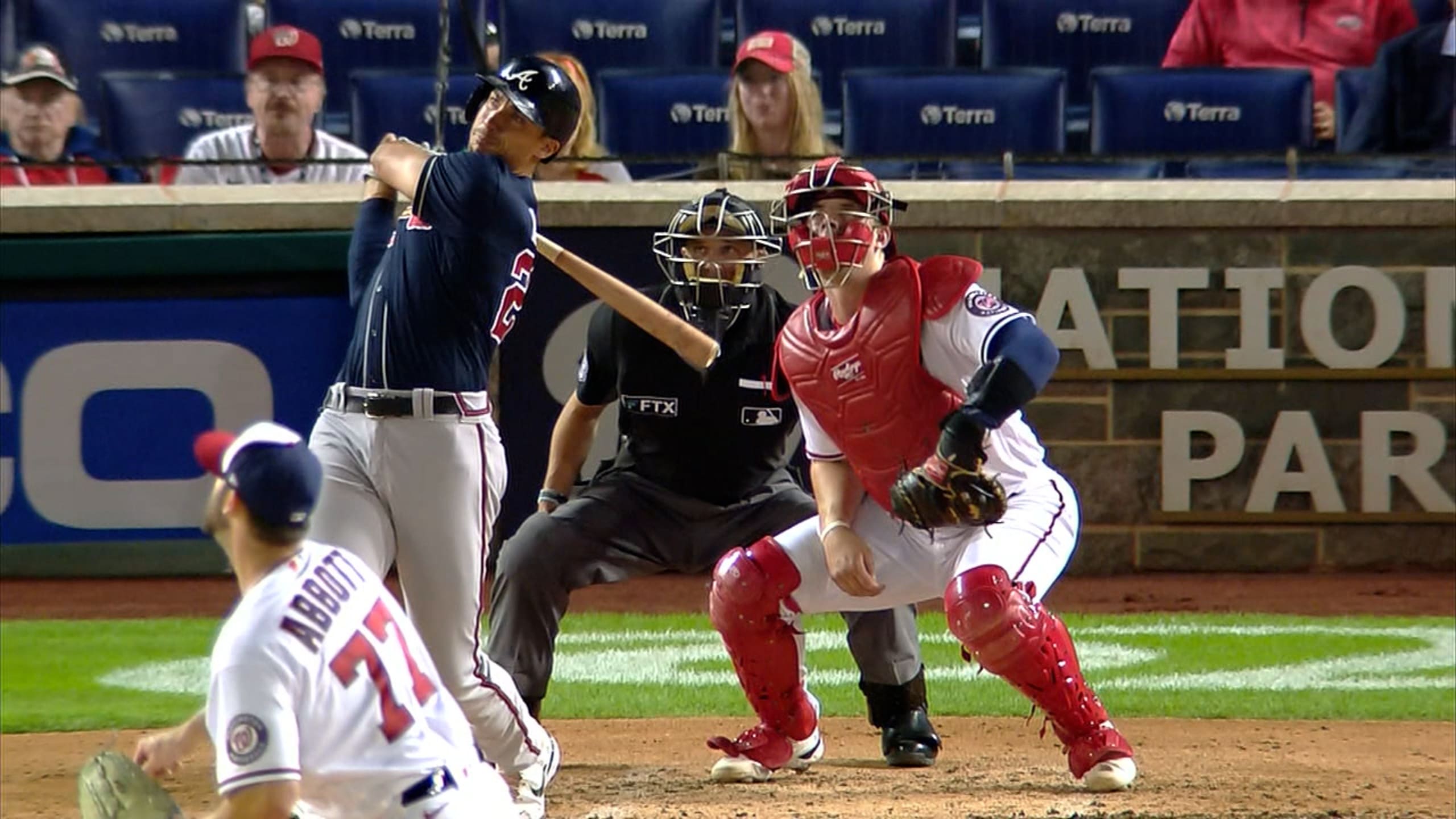 Eddie Rosario Cracked Bat - Foul Ball - April 9, 2022