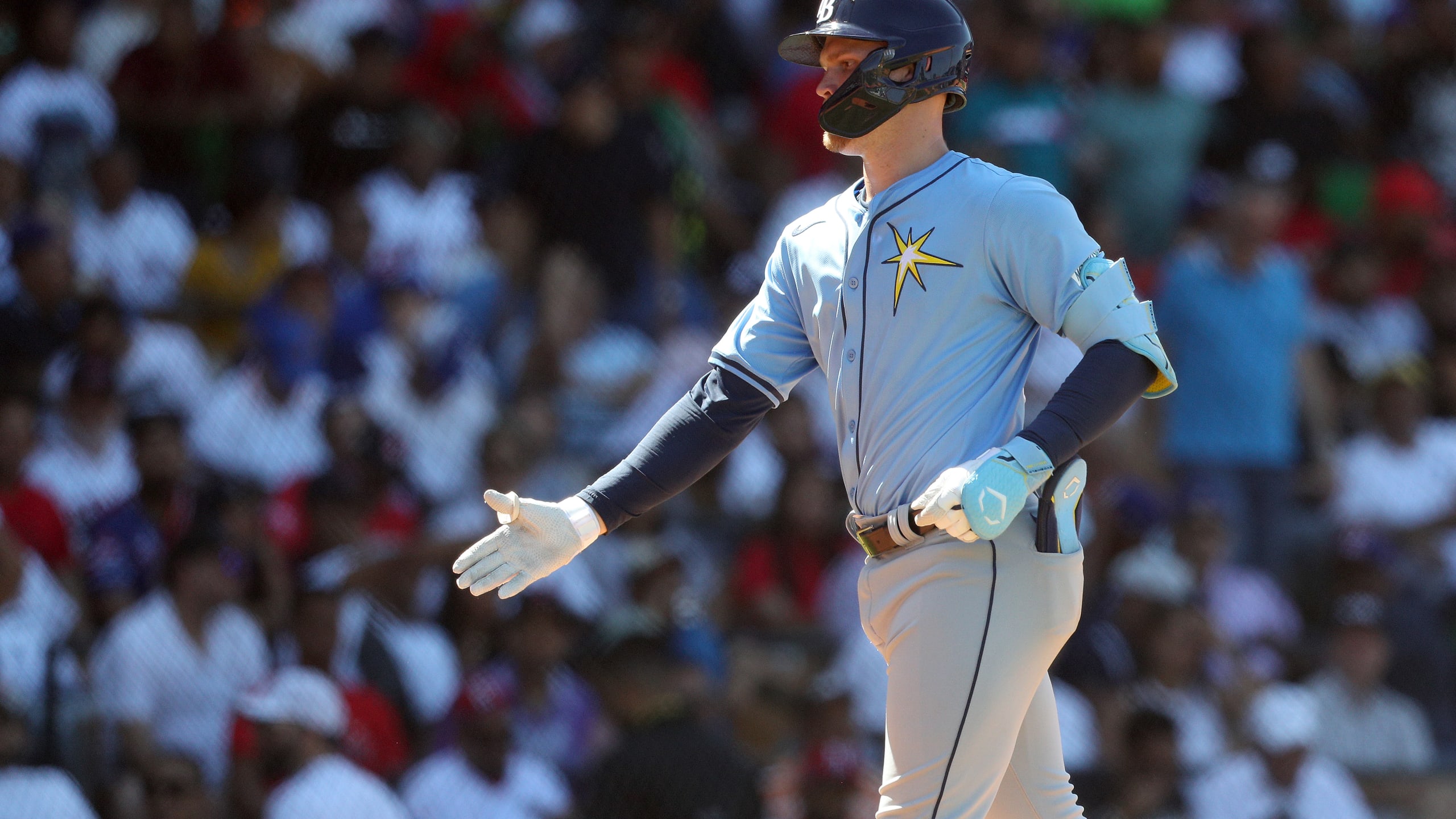 Curtis Mead connects with first homer of spring