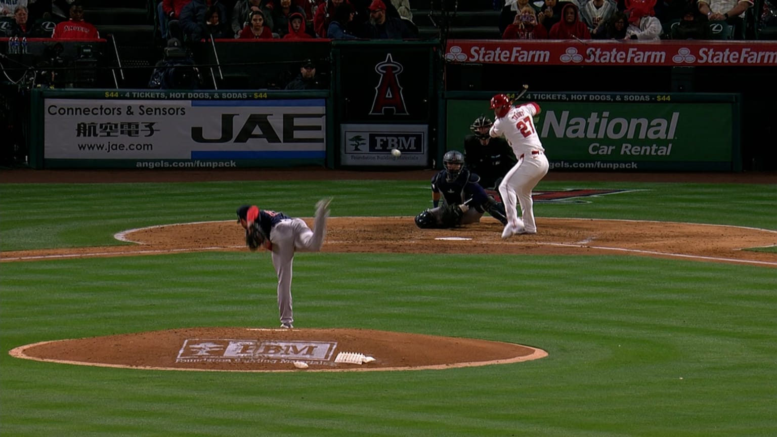 Mike Trout hits an infield single | 04/05/2024 | Boston Red Sox