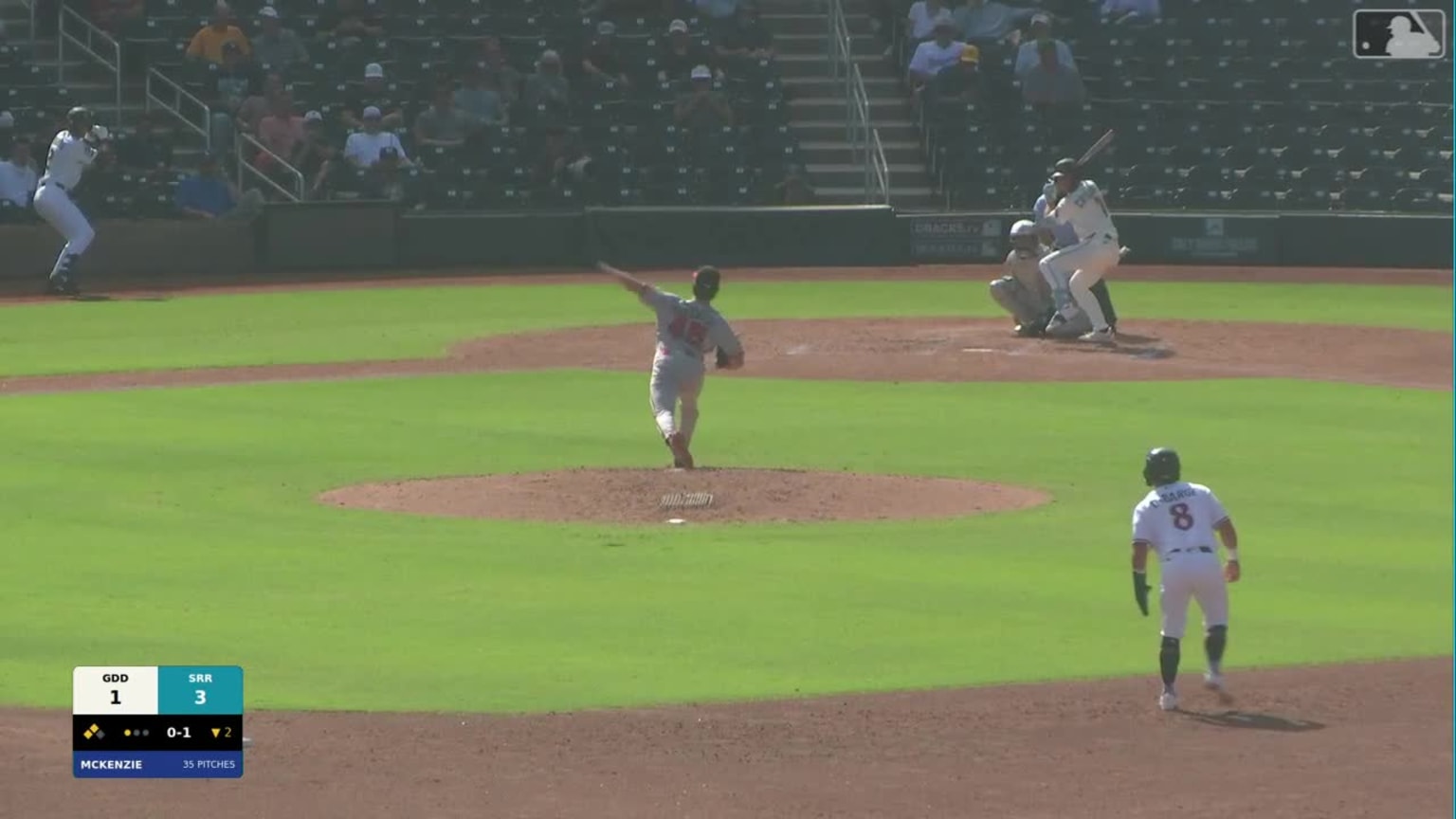 Demetrio Crisantes doubles (2) on a line drive to right fielder Owen ...