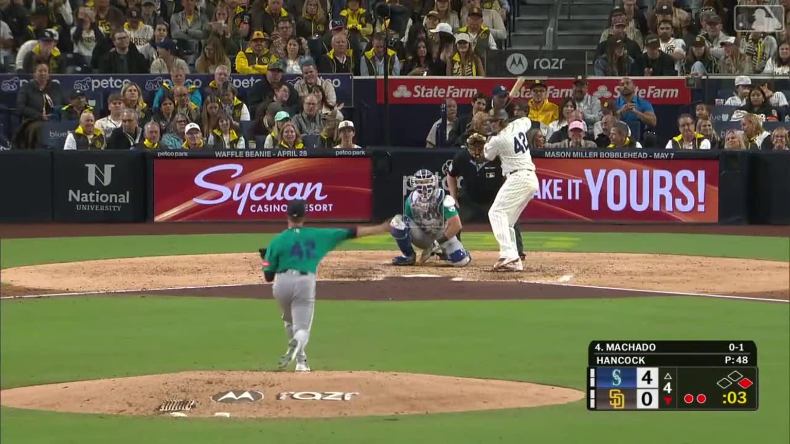 Emerson Hancock Called Strike to Manny Machado | 04/15/2026 | San Diego ...